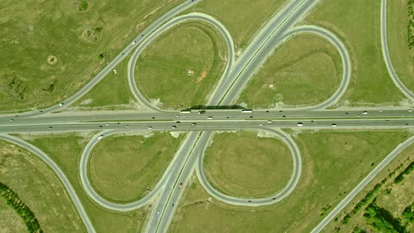 Video From a Bird's Eye View of a Highway Junction a Bird's Eye View of the Road