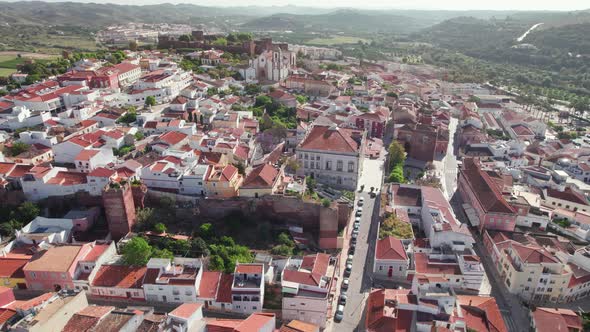 Aerial View of Silves Medieval Town in Algarve Region of Portugal