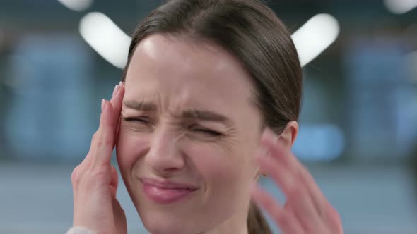 Close up of Face of Woman having Headache