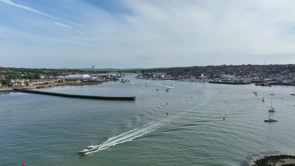 Yachts and Boats in the Estuary at Cowes on the Isle of Wight UK