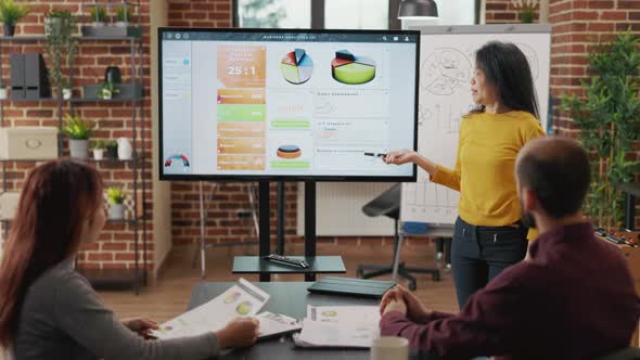 Coworkers Attending Briefing Meeting Together in Boardroom