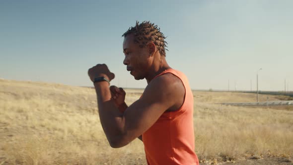 AfricanAmerican Athlete Runs and Trains His Hands