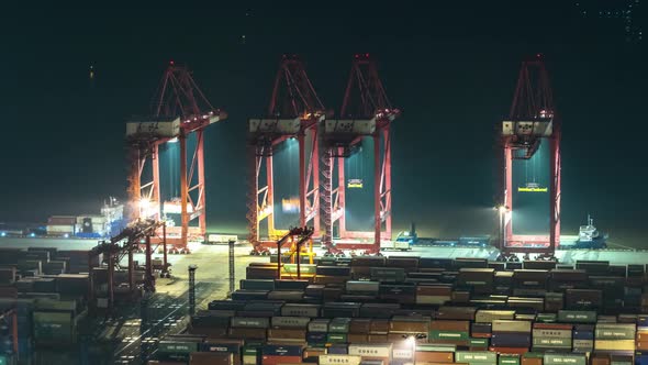 Timelapse of container terminal in Shanghai china