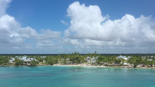 Dominicus Beach at Bayahibe with Caribbean Sea Sandy Seashore Lighthouse and Pier