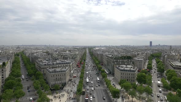 High angle of traffic on the streets in Paris