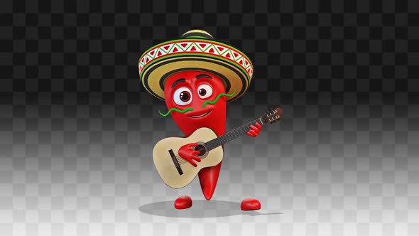 Chili Pepper Playing Guitar