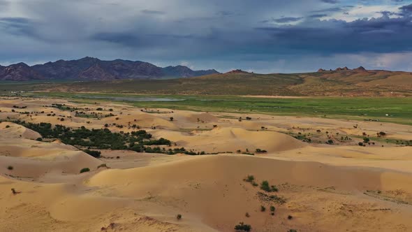 Aerial View of the Sand Dunes in Mongolia