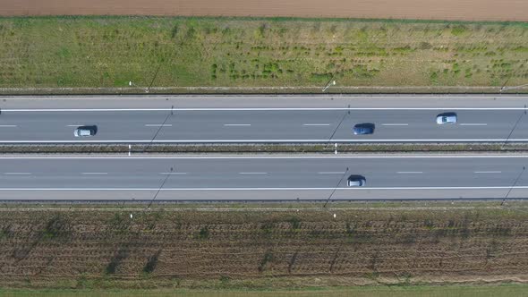 Top View of Highway Across Countryside Czech Republic Europe