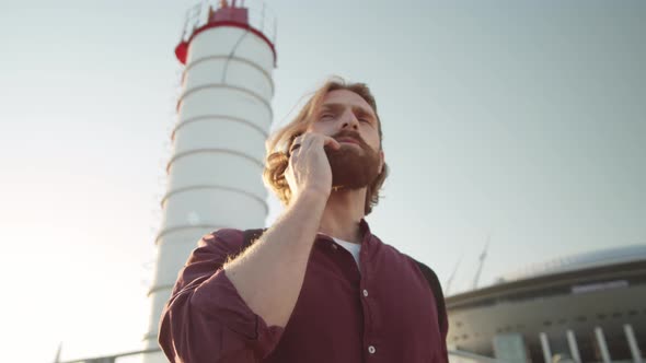 Ginger Man Having Phone Call