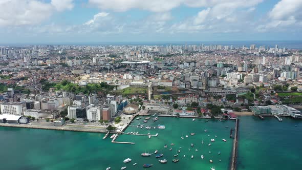 Downtown of Salvador Bahia Brazil. Historic buildings at tourism postcard.