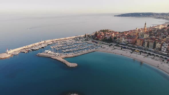 Menton France Colorful City View on Old Part of Menton ProvenceAlpesCote d'Azur France