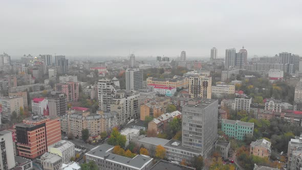 Cityscape In Fog Aerial