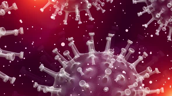 3d COVID-19 Corona Glossy Red Loop Background 