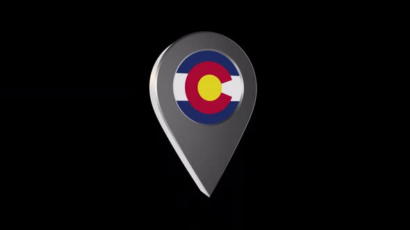 3d Animation Map Navigation Pointer With Colorado Flag With Alpha Channel - 2K