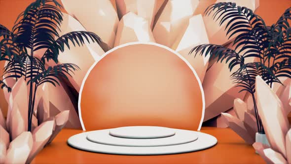 Abstract Pedestal With Crystal Orange Background