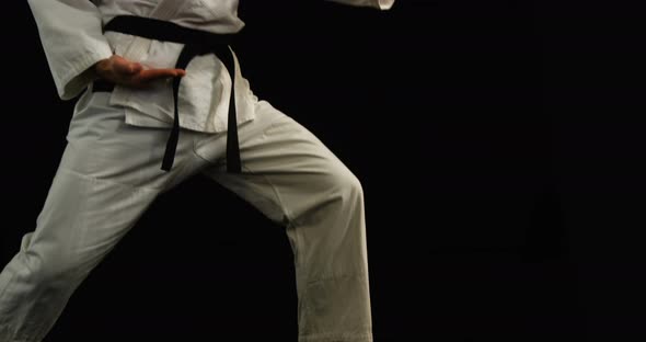 Man practicing karate