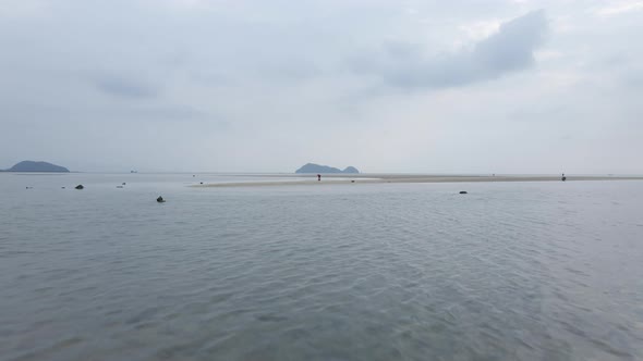 Shallow Sea Off The Shore During Low Tide In Koh Phangan Thailand