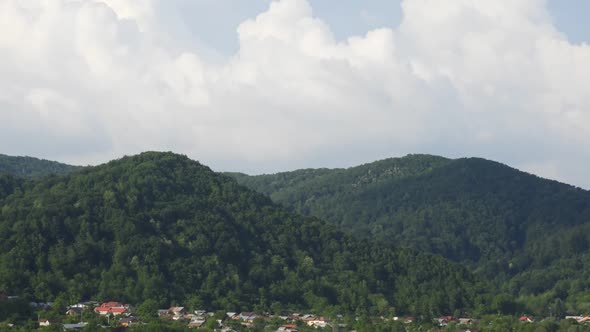 Clouds timelapse above a small village