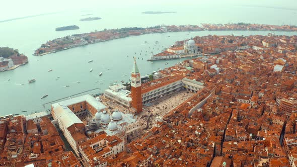 Aerial morning view over St Mark's Square in Venice, Italy