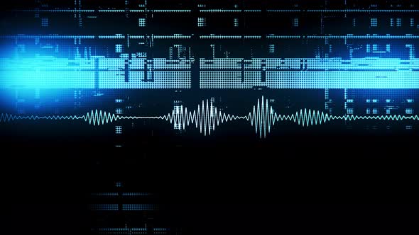 Cinematic Glitch Audio Waves Blue