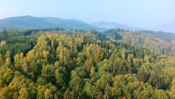 Aerial view of a wide landscape of the black forest, Germany