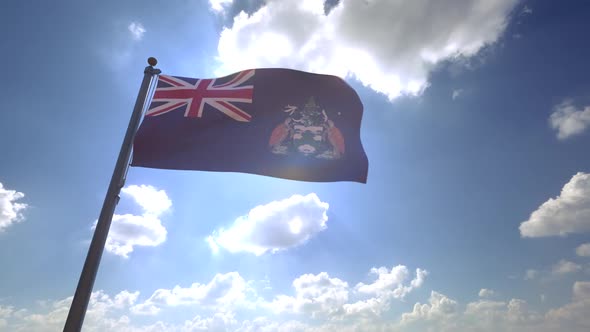 Ascension Island Flag on a Flagpole V4