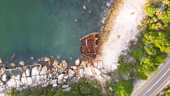 Aerial view of The Antipolis shipwreck, Cape Town, South Africa.