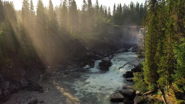 Ristafallet Waterfall in the Western Part of Jamtland