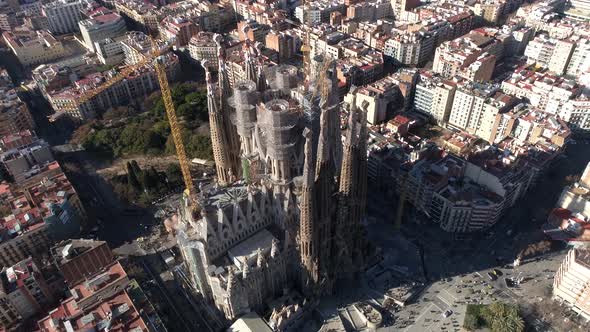 Fly Above Sagrada Faamilia Cathedral Barcelona