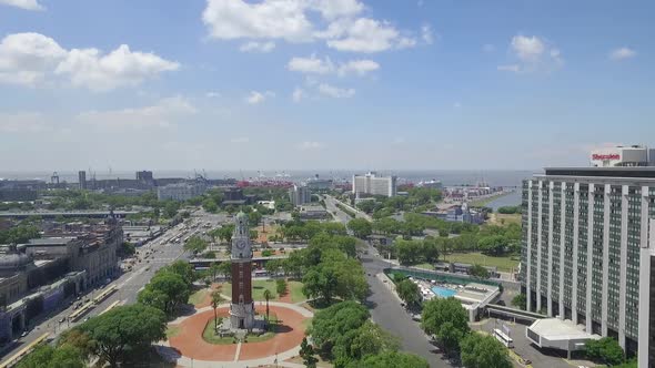 Aerial Drone Scene of Tower Monumental in Buenos Aires - Argentina.