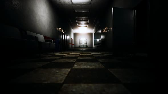 Empty Dark Hospital Laboratory Corridor alt