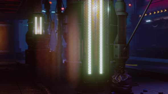Neon Lights of Futuristic Sci Fi City alt