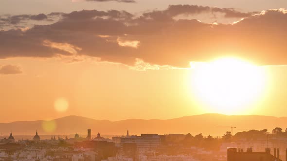 Panoramic Sunset Timelapse View of Madrid Spain From the Hills of Tio Pio Park VallecasNeighborhood