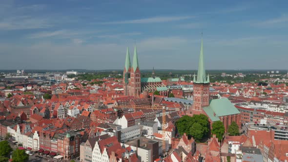 Backwards Reveal of Medieval Old Town Centre