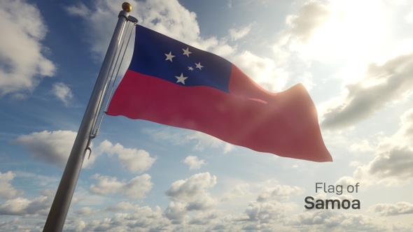 Samoa Flag on a Flagpole