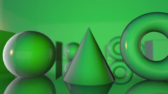 3d green room shapes background