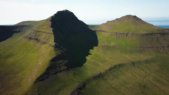 Aerial View of a Faroese Mountains Faroe Islands