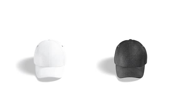 Blank black and white baseball cap, looped rotation