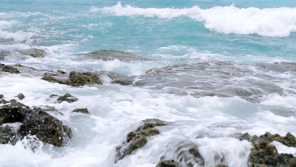 Crushing sea wave on the beach