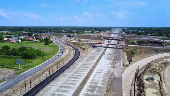 Aerial Panorama of Building Highway, Motorway or Expressway