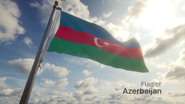 Azerbaijan Flag on a Flagpole