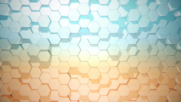 Moving Hexagons in Blue and Orange Color