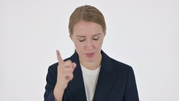 Young Businesswoman Fighting Arguing on White Background