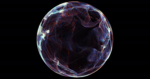 Abstract particle sphere, science background.