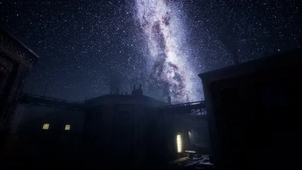 Milky Way Stars Above Abandoned Old Fatory