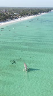 Tanzania  Vertical Video of the Ocean Near the Coast of Zanzibar Slow Motion