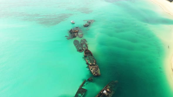 Beautiful Moreton Island Queensland sunken wrecks, aftrificial reef, Queensland Australia.Done view