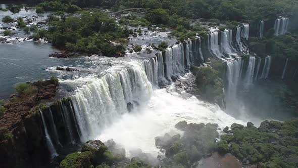 Famous Iguazu Falls at South America.  Giant waterfalls landscape.