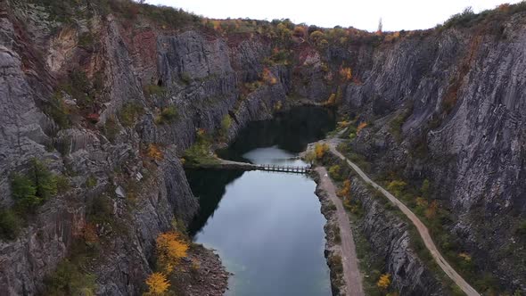 Velka Amerika aka Great America Quarry. Czech Republic. Aerial View of Abandoned Flooded Limestone M