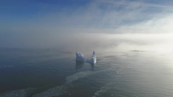 Antarctica Open Water Glacier Iceberg Aerial View Flight